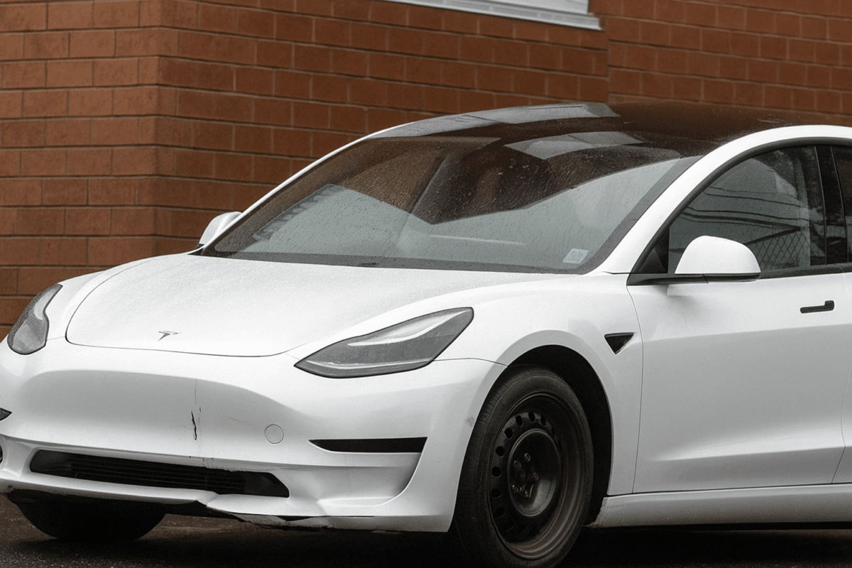 damaged Tesla vehicle